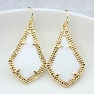 LAST2!!! White Teardrop Statement Gold Earrings